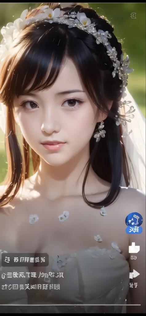 ((((pixel perfect, perfect details))), alone, 1 girl, yuigahama yui,  close-up of beautiful bride wearing beautiful wedding dres...