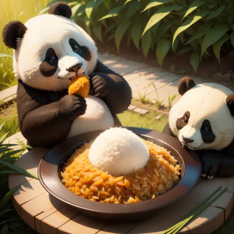 panda eating spicy rice