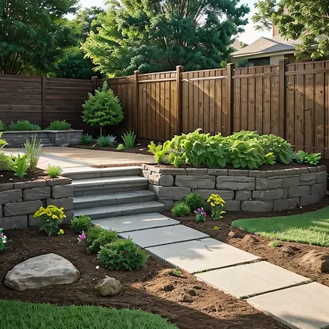 Front Yard Gardening garden edging and retaining walls.