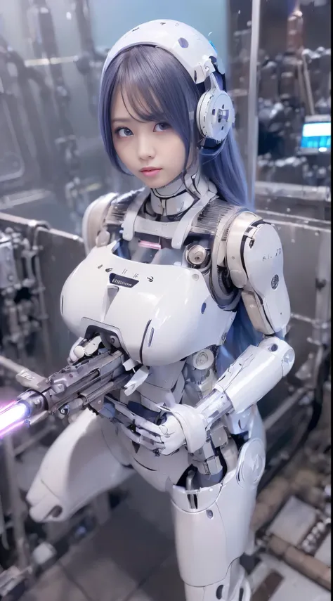 best ever、8k,(((Full body Esbian)))、(((plump breasts:1.3)))、(((luster)))、(((Metal)))、(((とてもlusterのある、Very hard armor:1.3)))、(((cyber punk)))、The cute beauty of the mecha、(highest quality, Detailed details, table top, chiaroscuro，big breasts、The bust photo ...