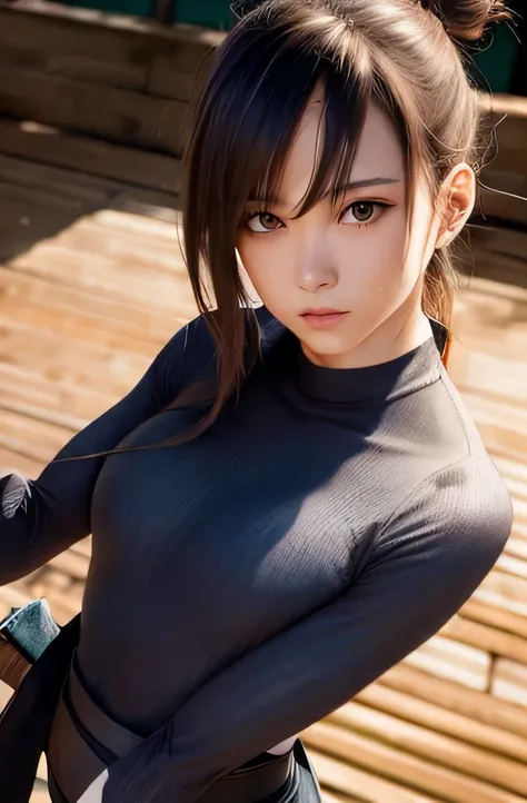 (masterpiece, highest quality:1), (realistic:1.2), light, written boundary depth, (detailed face, face focus:1), game CG, Super detailed, 8k, intricate details, hiqcg,

1 girl, alone,anime, looking at the viewer, kunoichi, 15 years old, full body image, ni...