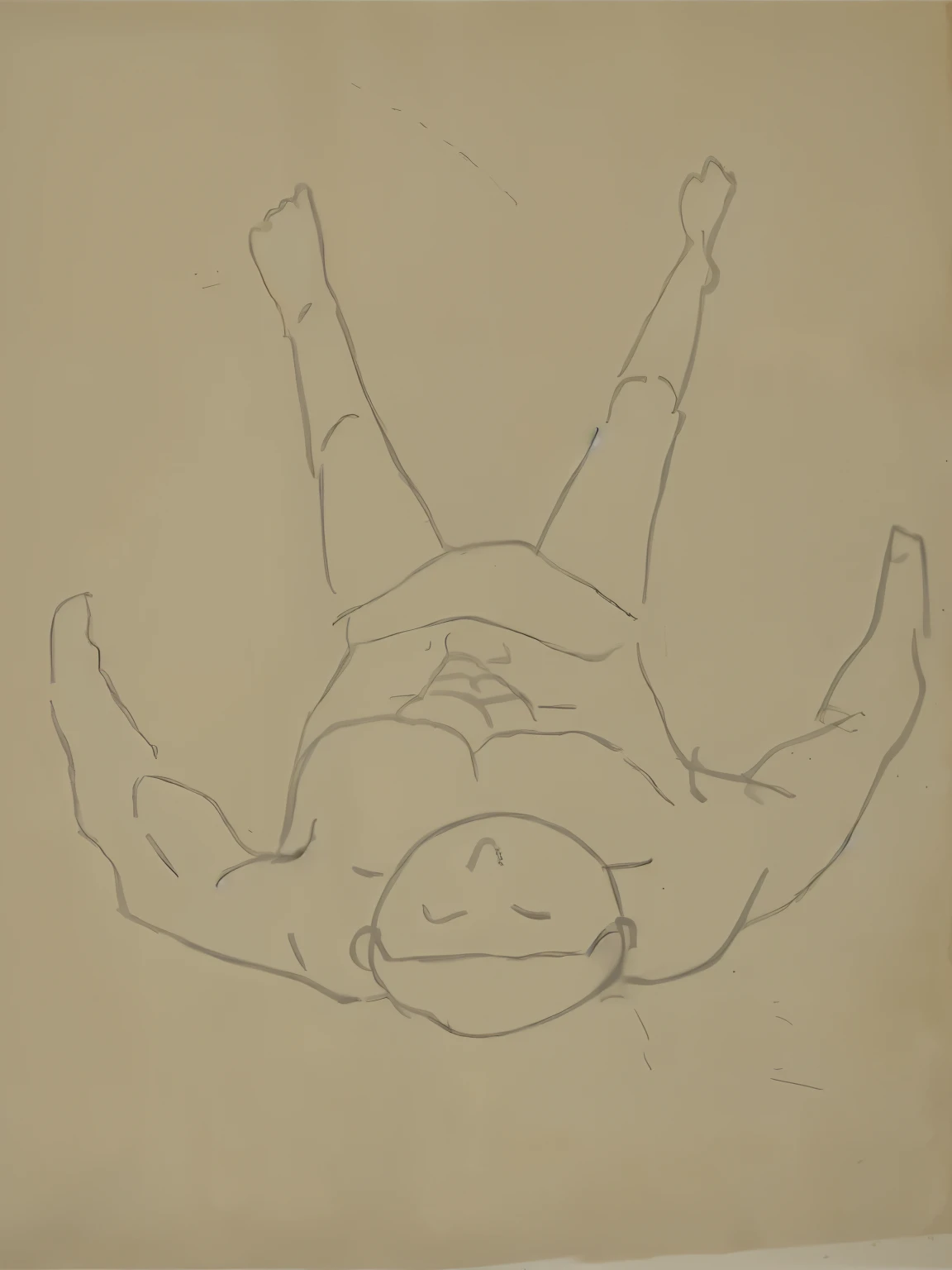 A drawing of a person upside down on his back on paper, Dynamic lying pose, dramatic floating pose, Top-down drawing, put the whole body in the frame, sleeping on one&#39;s back, thick outline, full body pose, Full body fun pose, Medical Drawings, Floating...