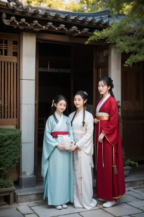 Hanfu，ancient courtyard，big family