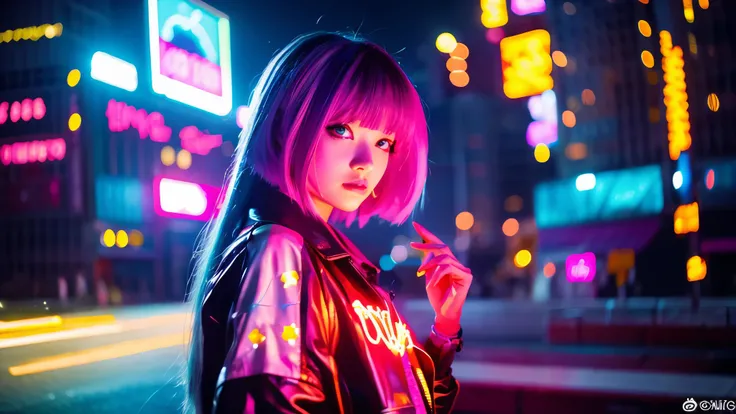 bright　Light　anime　night　beauty neon city