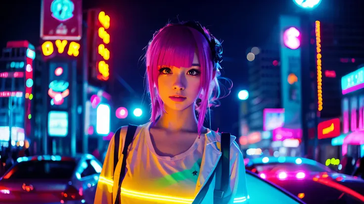 bright　Light　anime　night　beauty neon city