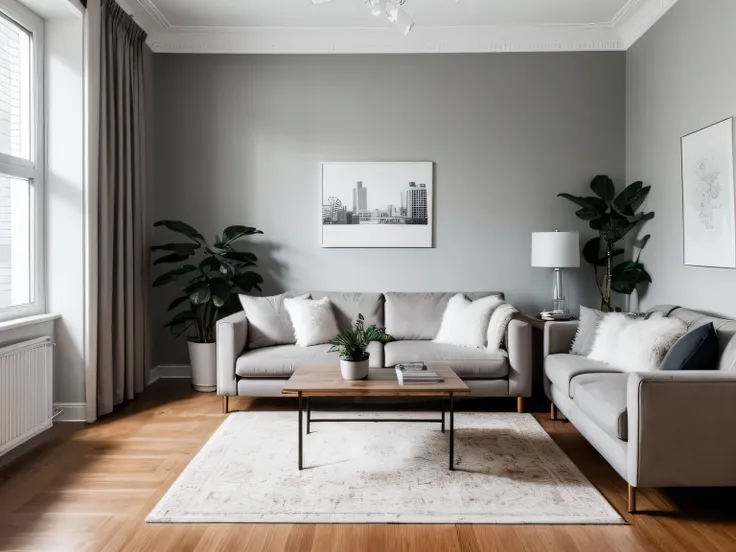 real estate photography, ((hyper-realistic)), ((living room)) modern living room, common living, realistic furniture, flat light...