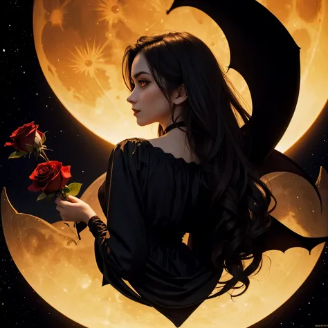 Vampire bat moon sun roses