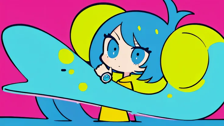 (Ultra Detailed,Ultra High Definition,Detailed Background),((2D)),((Flat Color)),((Colorful)),((Floating Colorful Water))),1 Girl,Solo,Watch Viewer,Break, pop art girl