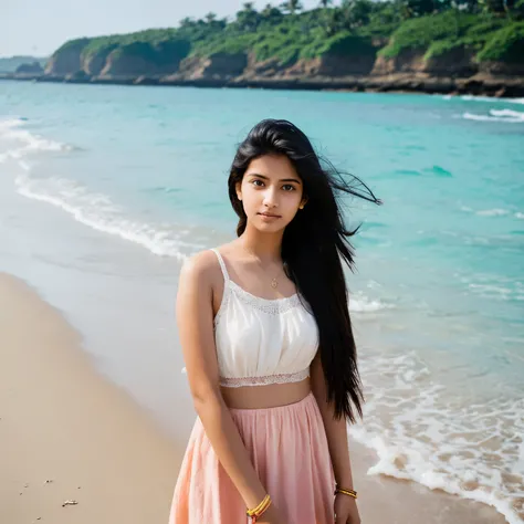 A indian girl of age 22, at a beach