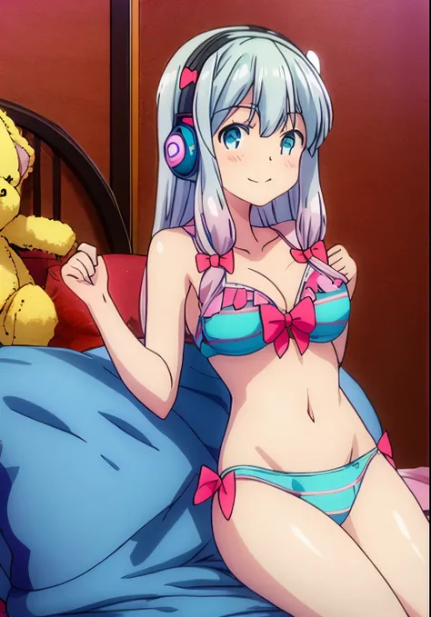 Sagiri izumi,wearing bikini, sitting bed,silver hair