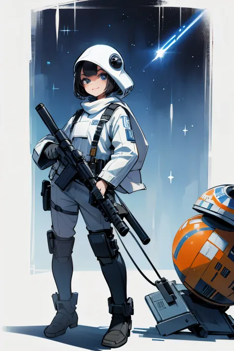 star wars, star wars gun, alien, star wars outfit, star wars droid, smirking