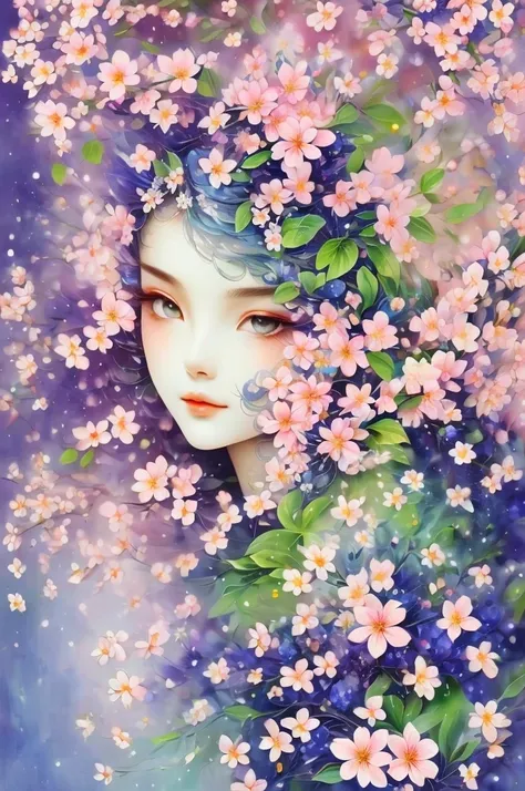mask in cherry blossoms,White mask surrounded by cherry blossoms
