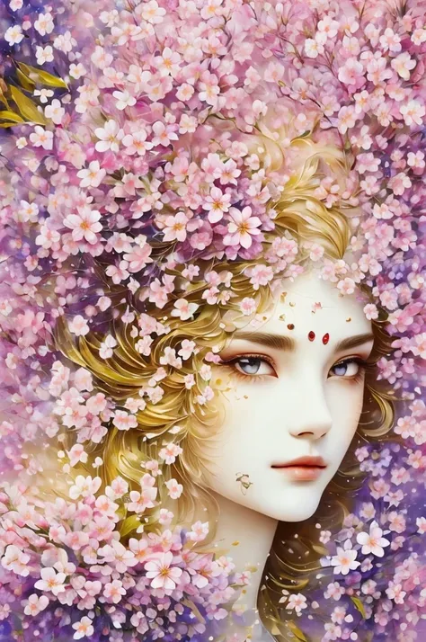 mask in cherry blossoms，Portrait surrounded by cherry blossoms