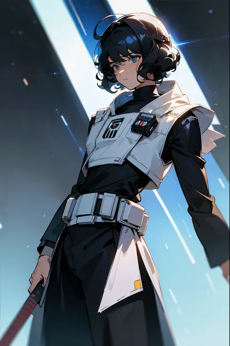 star wars, alien, star wars outfit, young male, helmet, black hair, curly hair, black outfit