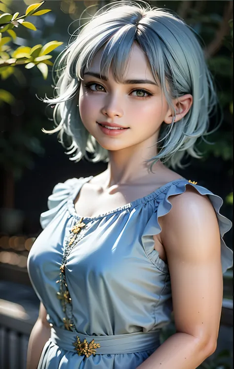 araffe con pelo azul y un vestido azul posando para una foto, chica anime en la vida real, chica anime cosplay, linda chica con pelaje azul, hermosa chica de pelo azul, Con pelo corto, anime cosplay, con pelo azul, mujer de pelo corto azul, pelaje azul cla...