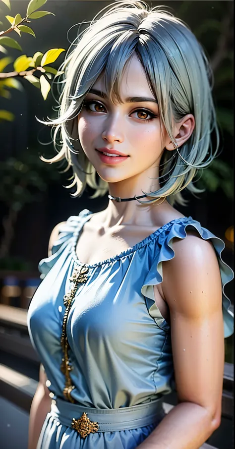 araffe con pelo azul y un vestido azul posando para una foto, chica anime en la vida real, chica anime cosplay, linda chica con pelaje azul, hermosa chica de pelo azul, Con pelo corto, anime cosplay, con pelo azul, mujer de pelo corto azul, pelaje azul cla...