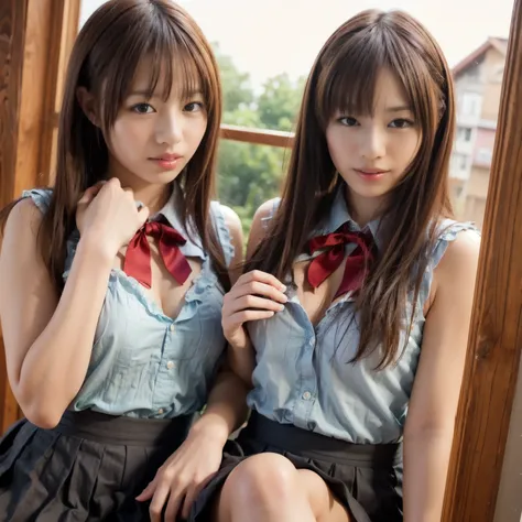 (8k, raw photo, highest quality, masterpiece: 1.2), (realistic, photo-realistic: 1.37), super detailed, identical twin sisters, ...