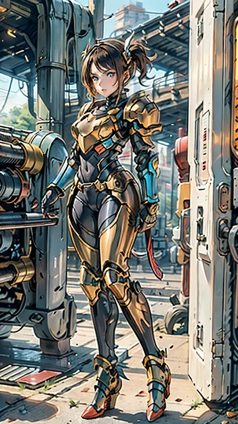 a woman adorned in fantasy-style full-body armor, a crown-concept fully enclosed helmet that unveils only her eyes, a composite ...