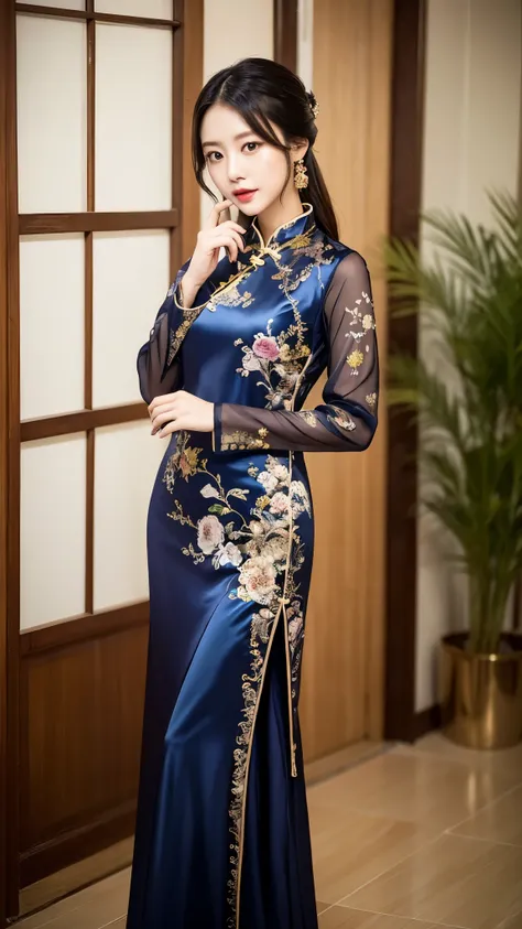 stylish chinese woman、fancy clothes、