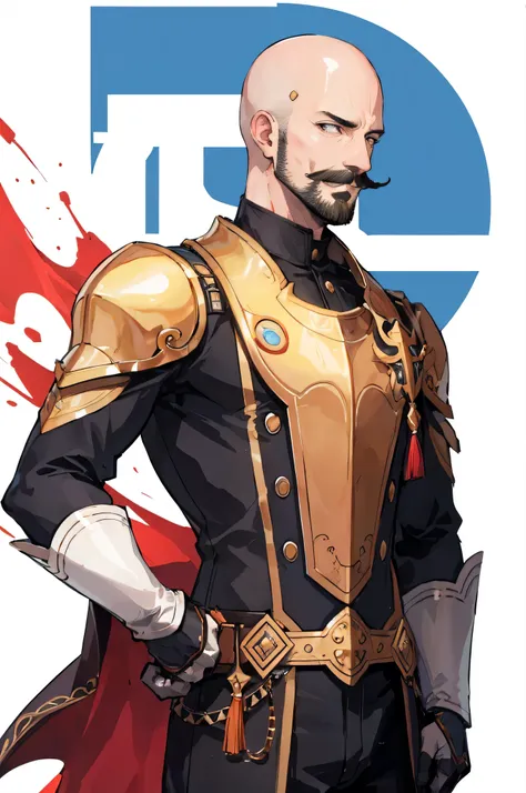 charismatic, Bald paladin with mustache