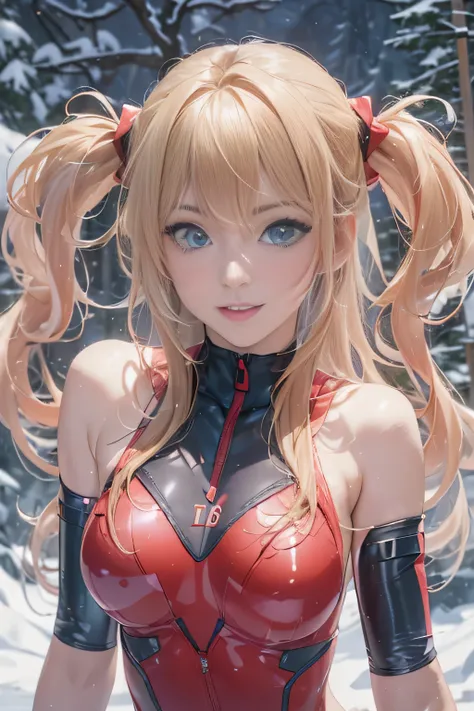 (photorealistic:1.8, highest quality:1.8,8K masterpiece:1.8,muste piece:1.8),One 23 year old woman,Soryu Asuka Langley,latex,(red plug suit,high leg swimsuit,choker),( face,details face,detailed lip,beautiful detailed blue eyes:1.7,double eyelid:1.6,long e...