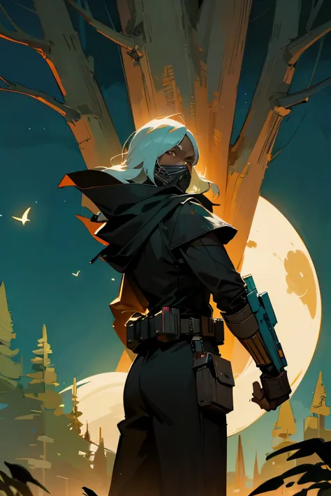 bounty hunter, star wars, forest background, moonlight