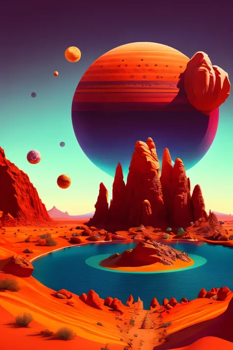 Intricately designed in pixel art, a captivating representation of Planet Mars, painted with meticulous details and vibrant colors, every rock formation and crater standing out in high definition, a red planet scene filled with a sense of mystery and adven...