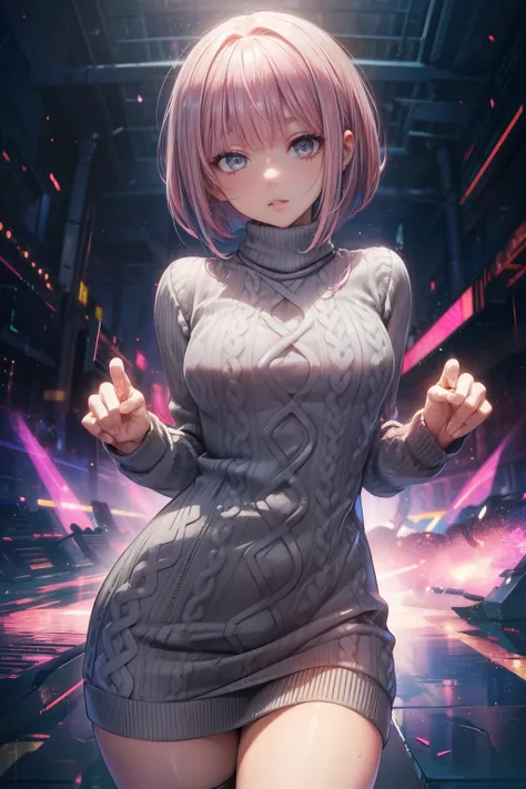sexy woman, ((anatomically correct hand:1.5)), anime, ultra precision, masterpiece, really beautiful, princess face, ((1 female)), ((alone:1.5)), (((pink hair:1.5))), ((bob cut:1.5)), break, ((black eye)), shortcut, ((straight hair)), break, all limbs,((Re...