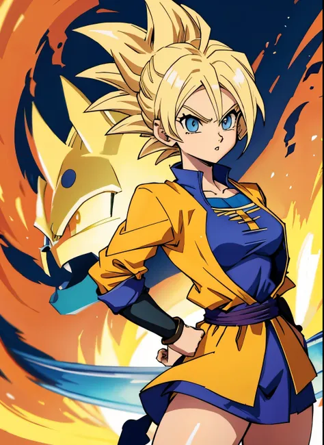 personnage dragon ball, fille, super sayain, tenue de combat