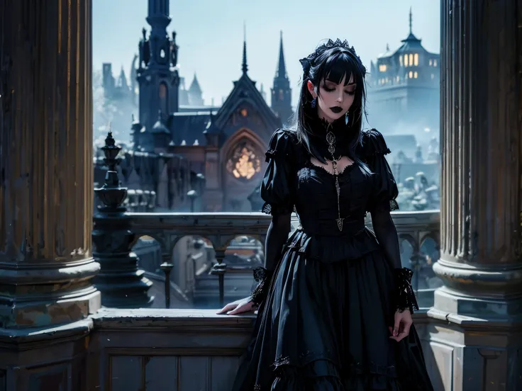 gothic aesthetic, dark and mysterious atmosphere, intricate details, detailed architecture, hauntingly beautiful characters, dra...