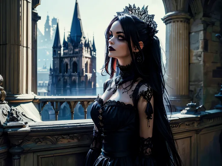 gothic aesthetic, dark and mysterious atmosphere, intricate details, detailed architecture, hauntingly beautiful characters, dra...