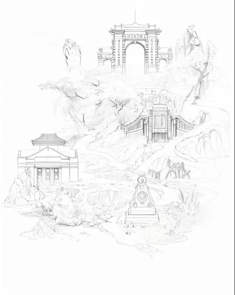 high resolution, (official art, Beautiful and beautiful: 1.2), close shot, broad, natural beauty, Tsinghua University, the second gate，sundial，Small scope modification，Clear lines