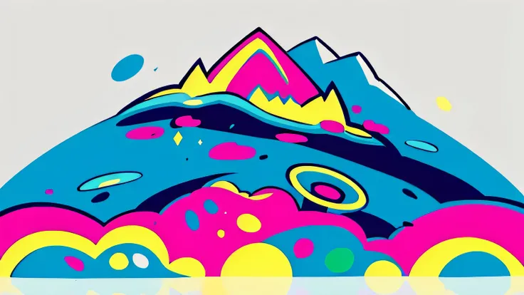 (Ultra Detailed,Ultra High Definition,Detailed Background),((2D)),((Flat Color)),((Colorful)),((Floating Colorful Water))), abstract pop art back ground, flower, mountain