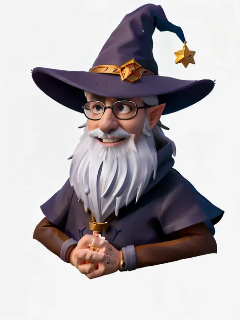 a close up of a cartoon wizard with a hat and a star, portrait of a wizard, male wizard, wizard, close-up portrait of mage, high...