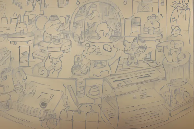 Sketch of a cartoon shop，There are various products inside, concept art!!, concept art!, Detailed fanart, Concept map, Detailed pencil drawing, concept art sketch, finished concept art, Concept works, rough sketch, concept art, concept art, concept art hig...