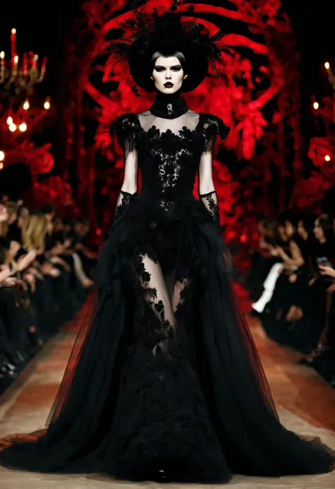 Gothic red fashion show，darkness is always there，Beauty and warmth come from darkness，this是一切事物的开始，so never stop。Gothic style can also be seen as a barbaric growth，Born towards the sun！Appearance reflects the ideology of the era. Makeup skips the flashy sh...