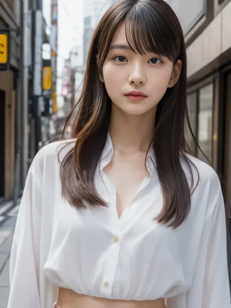 Photoreal, 8k Full Length Portrait, Beautiful woman, attractive look, Clear type, 18-year-old, Tokyo, 2024,  spring, Shibuya in the background