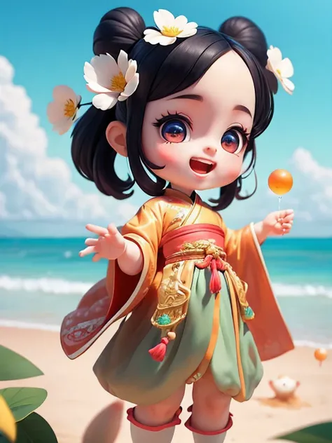 (masterpiece),(best quality),(super detailed), (whole body:1.2),
1 fat man，charming, Smile, open mouth,
flower, beach, , blowing bubbles，Taoist costumes, blush,:,  vague, black hair, bald，Crab
(Beautiful and delicate face), (beautiful and delicate eyes),
 