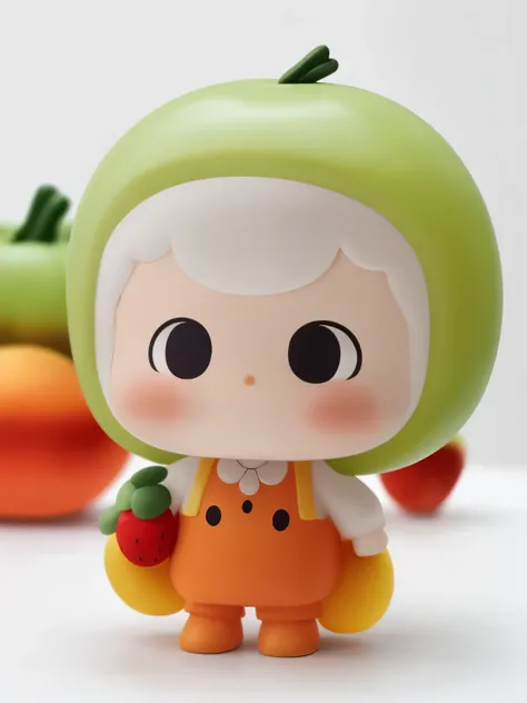 blindbox、Chibi girl acting on stage、wearing a cute fruit costume