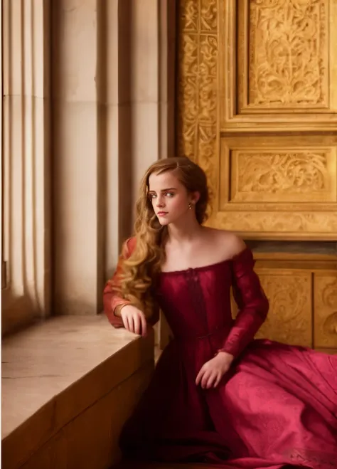 [emma watson: amber heard: 0.5], (long hair:0.5), headleaf, wearing stola, vast roman palace, large window, medieval renaissance...