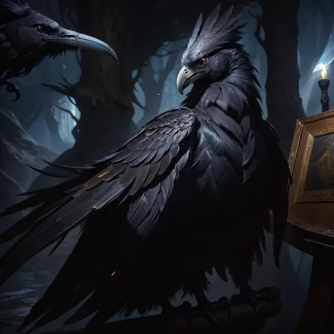 Intricate details bring the majestic black raven to life in this captivating oil painting. Clutching a sealed letter in its beak, the intelligent creature exudes an aura of mystery and wisdom. Its sleek feathers glisten in the ethereal glow of the moonligh...