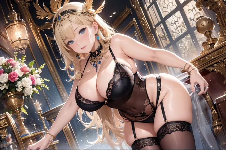 beautiful美しさ, 3D two-dimensional, rich, blonde, skirt, stockings, high heels, poison、star、star、(Highly detailed CG Unity 8k wallpaper),(masterpiece), (最high quality), (Super detailed), (best illustrations),(best shadow), (sharp eyeliner, eye shadow, fine e...