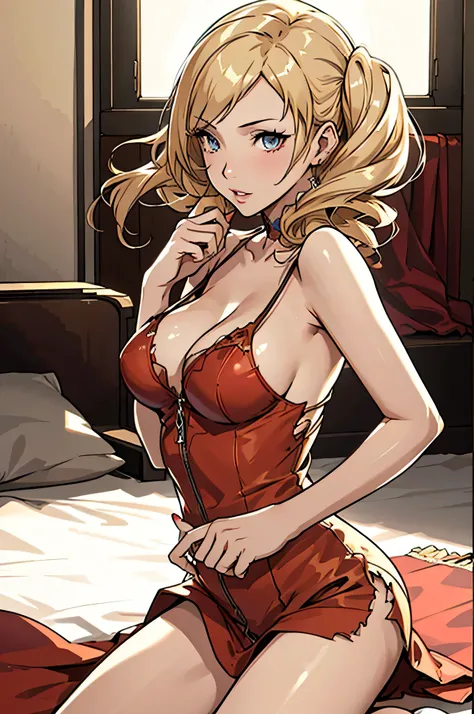 (masterpiece, top quality, best quality, official art, beautiful and aesthetic:1.2), young (1girl:1.3), (wearing torn red dress:1.3), (blonde:1.3) hair, long hair, (colorful eyes:1.3), extremely detailed, colorful, (highly detailed CG illustration), (looki...