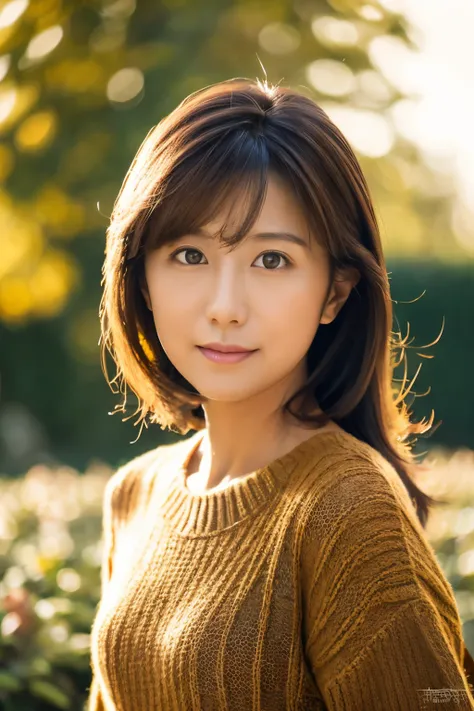 portrait, 8k, high quality, realistic photo images, 39 years old, japanese woman, clear,sexy, wearing a knitted sweater,reproduc...