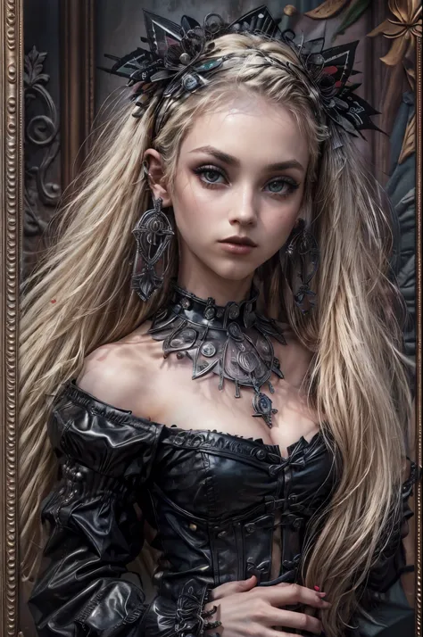 a goth picture of barbie as a gothic queen (best details, masterpiece, best quality :1.5), ultra detailed face (best details, ma...