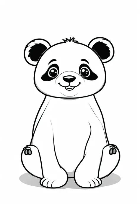 create a friendly Panda character with smiling face, outline art With white, White background, Sketch Style, full body, Only use outline, Cartoon style, Clean and clear and well outlined, Ensure the Panda has smooth And inviting appearance, And keep the de...