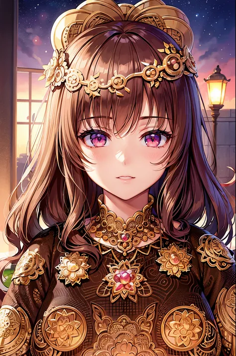 absurdres masterpiece intricate details best quality portrait of a girl with a flower in her hair, detailed digital anime art, 8...