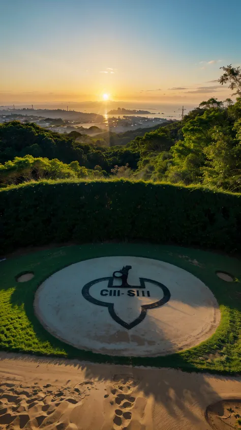 crie uma logo de uma paisagem bonita do sol