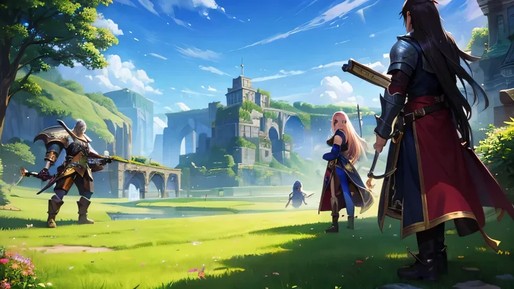 ((masterpiece)), MMORPG Fantasy Splash Screen in style of League of Legends