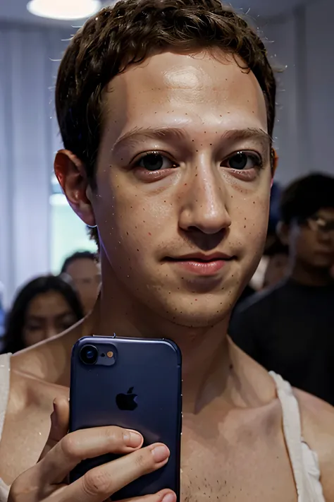 Mark Zuckerberg dono do facebook com iphone na mao